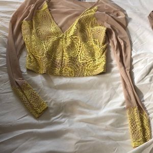 Beige and yellow crop top